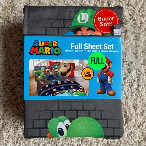 😍 Super Mario 4 Piece Full Sheet Set - Picture 1 of 4